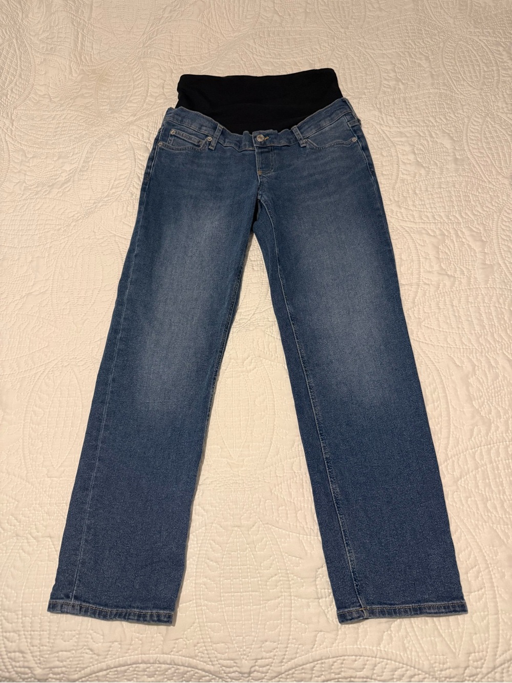 Gap Maternity Straight-Leg Jeans with Black Stretch Waistband Sz 28/6L